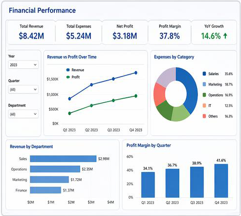 Tableau financial performance dashboard